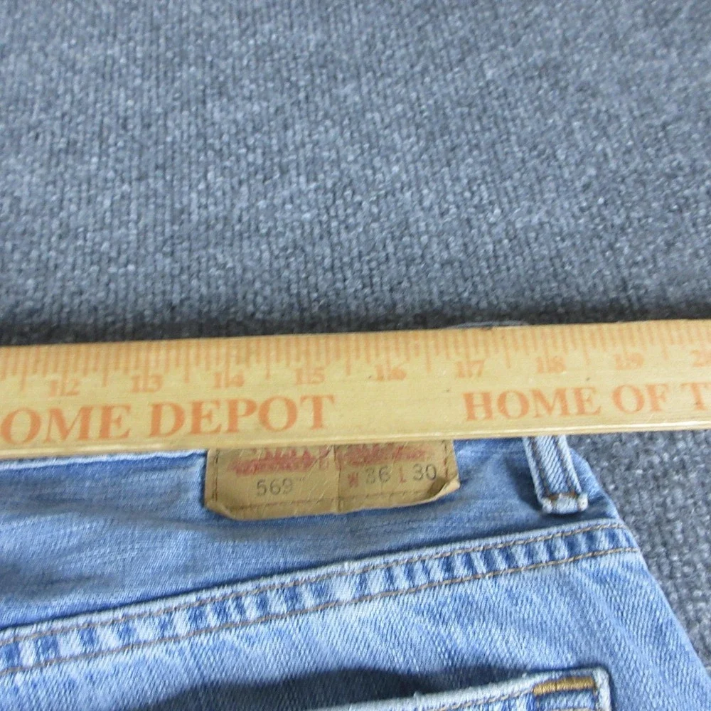 Levis 569 Jeans Mens 36x29 Blue Relaxed Straight Light Wash Denim Casual Pants